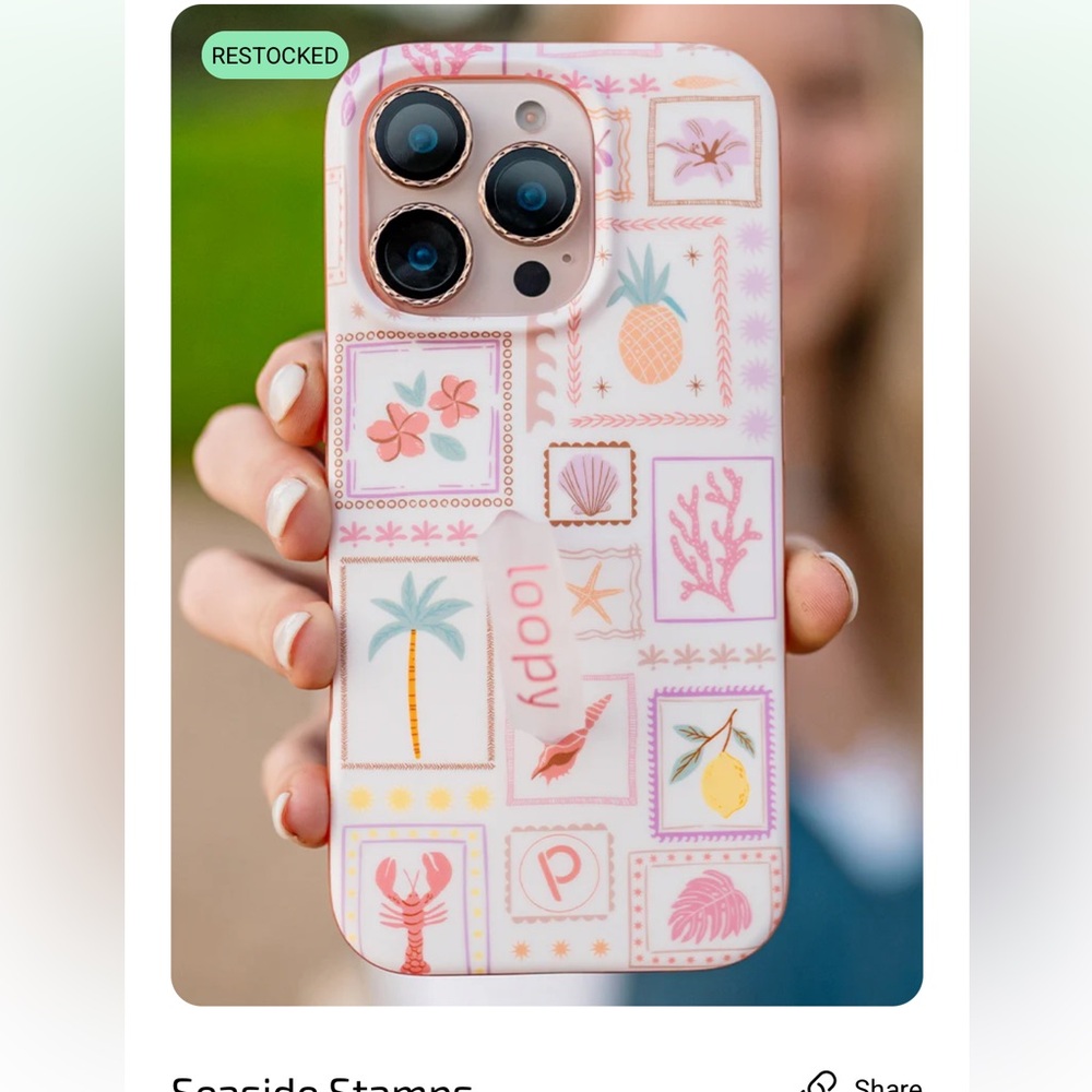 Loopy Case Seaside Stamps Phone Case - Pink and Coral